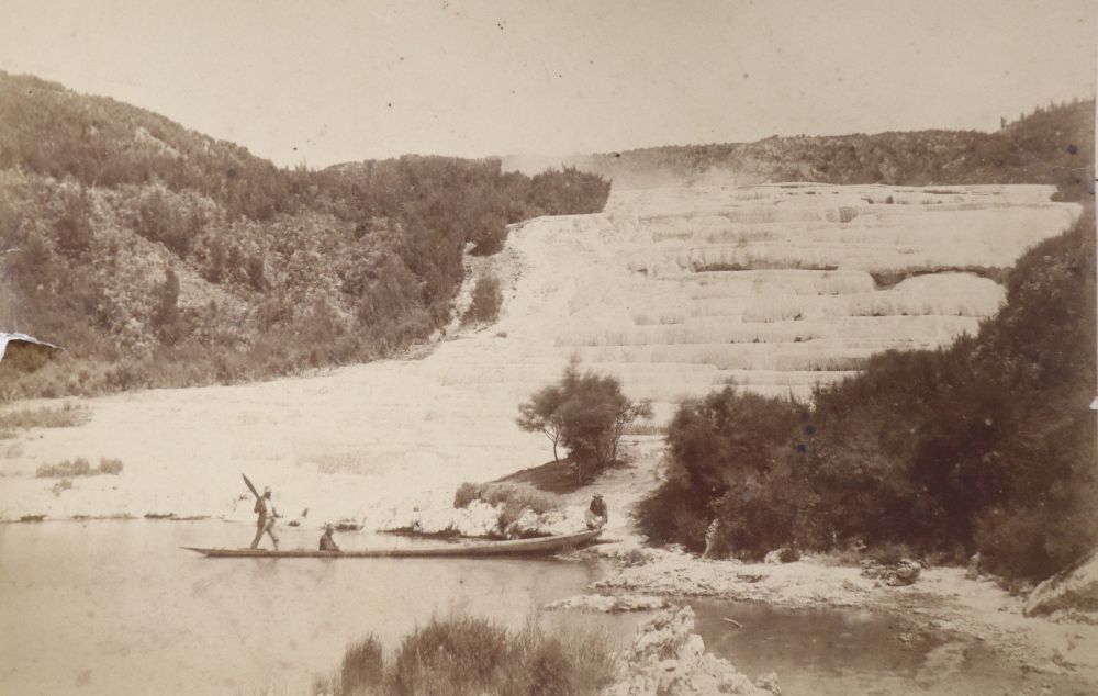 An early 20th century photograph of New Zealand Pink Terrace, L. Rotomahana and an album of views, Java